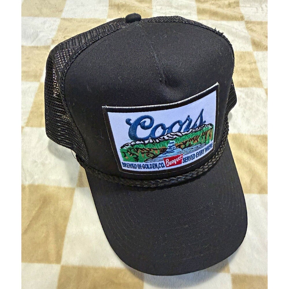 Coors Banquet Black Mesh Trucker Snapback Hat Cap Breweriana Theme